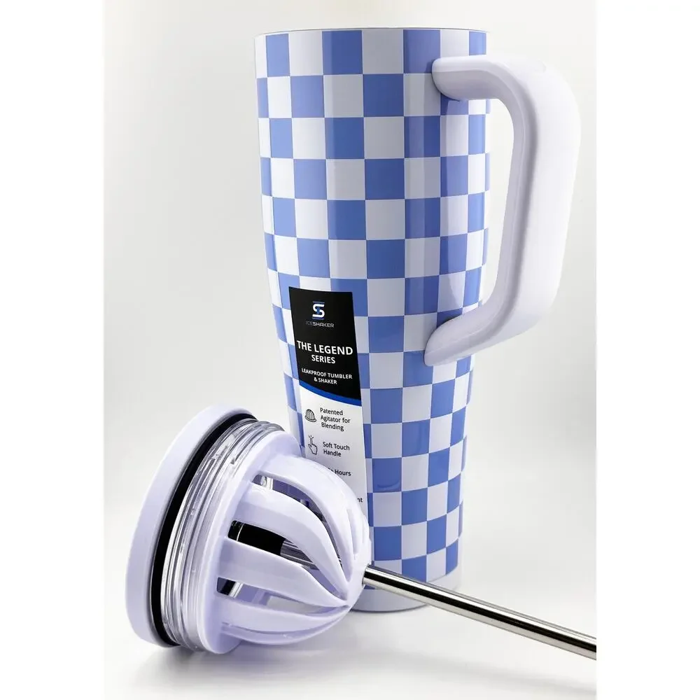 ICE SHAKER 40oz Legend Series Shaker Bottle, BLUE CHECKERS